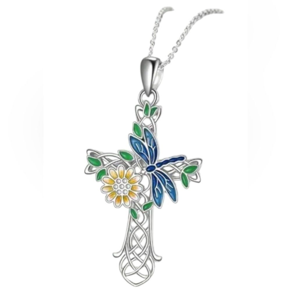 Nature Sunflower Cross Religious Necklace Jewelry Gift New
